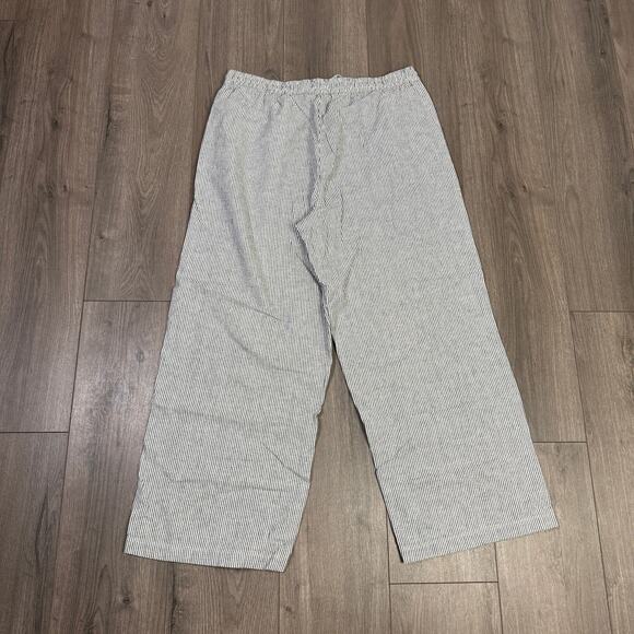 J.Crew Linen Blend Slim Wide Leg Drawstring Pants 14 Black White Striped Relaxed - Picture 6 of 8